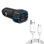 Cargador de coche USB 38W PD20W + QC3.0 con cable de datos USB a Micro USB, longitud: 1 m, USB to Micro USB Cable (Black)