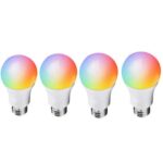 DP01 4pcs TUYA WiFi Bombilla inteligente 15W E26 E27 RGB + Blanco + Bombilla LED blanca cálida