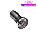 P28 USB-C PD30W + QC3.0 18W Cargador de coche de doble puerto USB, P28 (Black) - Imagen 2