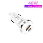 P28 USB-C PD30W + QC3.0 18W Cargador de coche de doble puerto USB, P28 (White) - Imagen 2