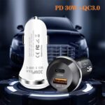 P28 USB-C PD30W + QC3.0 18W Cargador de coche de doble puerto USB, P28 (Black) - Imagen 3