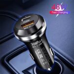 P28 USB-C PD30W + QC3.0 18W Cargador de coche de doble puerto USB, P28 (Black) - Imagen 4