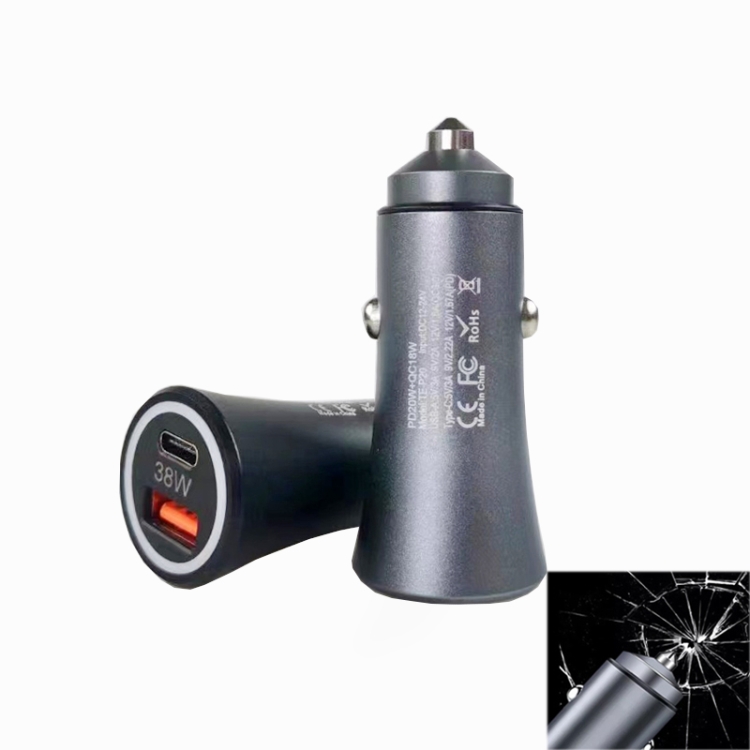 SYA002218601A.jpg P20 38W PD3.0 20W + QC3.0 USB Cargador de coche con martillo de seguridad, P20 - Imagen 1
