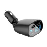 Adaptador de cargador súper rápido TR-83 QC3.0 + Type-C PD18W con pantalla LED de voltaje