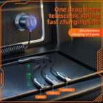 Adaptador para automóvil K15 3 en 1 Cable estirable 22.5W Carga rápida Encendedor de cigarrillos Puertos USB duales - Imagen 3