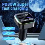 C54 PD 30W Cargador de coche USB dual Adaptador Bluetooth para coche de aleación Transmisor FM Reproductor de MP3 - Imagen 3