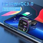 C54 PD 30W Cargador de coche USB dual Adaptador Bluetooth para coche de aleación Transmisor FM Reproductor de MP3 - Imagen 5
