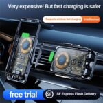 F18 con sensor de infrarrojos Teléfono que carga el cargador inalámbrico del coche del soporte de la aleación de aluminio, F18 (Transparent Silver) - Imagen 2