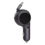 K2 con cable retráctil tipo C de 60 W, puerto tipo C, adaptador de carga rápida para teléfono, cargador de coche