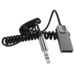 Adaptador inalámbrico para sistema de audio de coche M02 de 3,5 mm con entrada AUX y manos libres Bluetooth para llamadas con cable de resorte