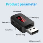Receptor de audio inalámbrico con adaptador USB y Bluetooth y radio FM con pantalla digital para coche M10 - Imagen 2