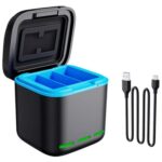 GP-910 Estuche de almacenamiento con caja de carga de 3 baterías para GoPro Hero11 /10 /9