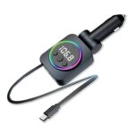 Cable retráctil C76 PD 30W Cargador de coche Adaptador de encendedor de cigarrillos Transmisor FM Bluetooth