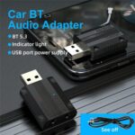 Adaptador auxiliar W15 Bluetooth 5.3, USB, transmisor y receptor de audio para automóvil 2 en 1 - Imagen 2