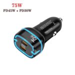 P65 PD45W + PD30W Dual Port Type-C Car Charger for iPhone / iPad Series, P65(Black) - Imagen 2