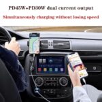 PD45W + PD30W Dual Port Type-C Car Charger with USB-C to 8 Pin Data Cable, P65 with 8 Pin Cable(Black) - Imagen 5