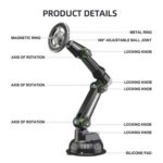 XWJ-JX04 Dashboard Windshield Magnetic Car Mount Suction Cup Base Long Arm Holder, XWJ-JX04 (Single Hole) - Imagen 6