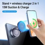 Soporte magnético plegable para teléfono móvil con ventosa de carga inalámbrica X68W de 15 W para salpicadero de coche, X68W - Imagen 3