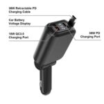 Cargador rápido para teléfono de coche A25 QC3.0 / PD36W con cable, A25 (Grey) - Imagen 9