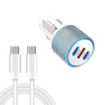 TE-P68 125W PD 65W Tipo-C x 2 + Cargador de coche para portátil USB con cable de datos Tipo-C a Tipo-C, TE-P68 125W with Type-C Cable