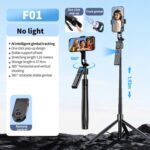 F01 Para transmisión en vivo, soporte telescópico con trípode y seguimiento facial inteligente mediante IA, palo selfie con estabilizador de 192 cm.