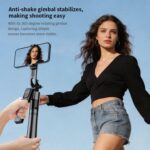 F01 Para transmisión en vivo, soporte telescópico con trípode y seguimiento facial inteligente mediante IA, palo selfie con estabilizador de 192 cm. - Imagen 4