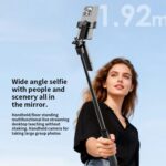 F01 Para transmisión en vivo, soporte telescópico con trípode y seguimiento facial inteligente mediante IA, palo selfie con estabilizador de 192 cm. - Imagen 5