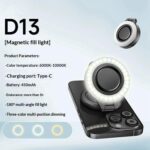 D13 para teléfono, luz de relleno LED portátil, 3 modos de color, anillo magnético para fotografía. - Imagen 2