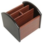 Caja de almacenamiento de madera de 4 compartimentos Portalápices