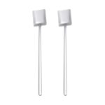 2 uds cuchara de acero inoxidable cuchara de café creativa barra cuchara de hielo cuchara agitadora larga chapada en oro, Square Spoon Silver