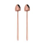 2 uds cuchara de acero inoxidable cuchara de café creativa barra cuchara de hielo cuchara agitadora larga chapada en oro, Pointed Spoon Rose Gold