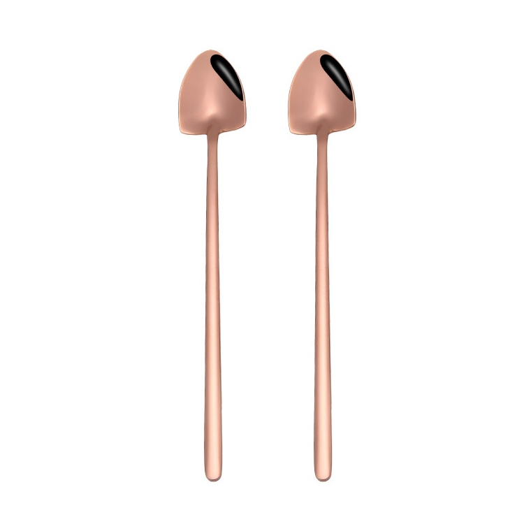 TBD0102517908.jpg 2 uds cuchara de acero inoxidable cuchara de café creativa barra cuchara de hielo cuchara agitadora larga chapada en oro, Pointed Spoon Rose Gold - Imagen 1