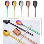 2 uds cuchara de acero inoxidable cuchara de café creativa barra cuchara de hielo cuchara agitadora larga chapada en oro, Pointed Spoon Rose Gold - Imagen 4