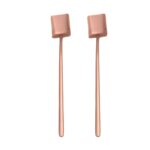 2 uds cuchara de acero inoxidable cuchara de café creativa barra cuchara de hielo cuchara agitadora larga chapada en oro, Square Spoon Rose Gold