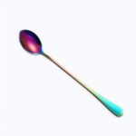 Cucharas de café con mango largo de arcoíris de acero inoxidable, cuchara agitadora de bebidas frías para pastel de postre, 2 uds., Sharp Spoon