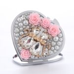Espejo creativo hecho a mano de bricolaje Espejo de maquillaje de doble cara en forma de corazón