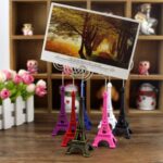 Mini estatua de escritorio con forma de Torre Eiffel, información, soporte para tarjetas, clip para fotos, regalo Art Deco para el hogar, entrega de colores al azar