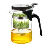 KAMJOVE Taza Elegante Tetera de Burbujas Tetera de Flores de Oficina Juego de té de Vidrio Resistente al Calor, K-201 500ML