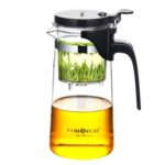 KAMJOVE Taza Elegante Tetera de Burbujas Tetera de Flores de Oficina Juego de té de Vidrio Resistente al Calor, K-202 750ML