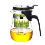 KAMJOVE Taza Elegante Tetera de Burbujas Tetera de Flores de Oficina Juego de té de Vidrio Resistente al Calor, K-203 600ML