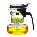 KAMJOVE Taza Elegante Tetera de Burbujas Tetera de Flores de Oficina Juego de té de Vidrio Resistente al Calor, K-204 600ML