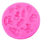 2 uds., Forma de pie de mano para bebé, molde de bricolaje, fondant, pastel de silicona, herramienta para hornear
