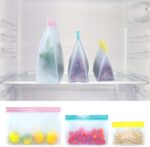 2 juegos de bolsas de alimentos PEVA reutilización tridimensional almacenamiento engrosado bolsas selladas de conservación de alimentos frescos, entrega de color aleatorio - Imagen 2