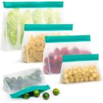 2 juegos de bolsas de alimentos PEVA reutilización tridimensional almacenamiento engrosado bolsas selladas de conservación de alimentos frescos, entrega de color aleatorio - Imagen 3