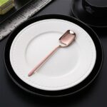 Acero inoxidable en forma de V, diseño colgante de pared, cuchara de café Simple, tenedor, vajilla agitadora creativa con mango largo, Spoon Rose Gold