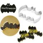 2 piezas de acero inoxidable cortador de galletas molde de modelado de murciélagos molde de corte de Halloween herramienta de bricolaje - Imagen 5