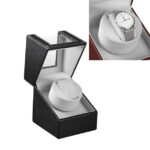 Caja de reloj individual de cuero, agitador de reloj con Motor eléctrico, agitador de reloj automático, enchufe estadounidense, Single, Black Leather