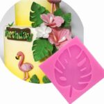 2 piezas DIY árbol hoja fondant molde chocolate pastel decoración molde, Tree Leaf Shape(Pink)