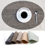 Estera de mesa de comedor de forma ovalada de PVC, manteles individuales antideslizantes con aislamiento térmico, almohadillas para vajilla y cuenco de disco - Imagen 3