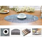 Estera de mesa de comedor de forma ovalada de PVC, manteles individuales antideslizantes con aislamiento térmico, almohadillas para vajilla y cuenco de disco - Imagen 4